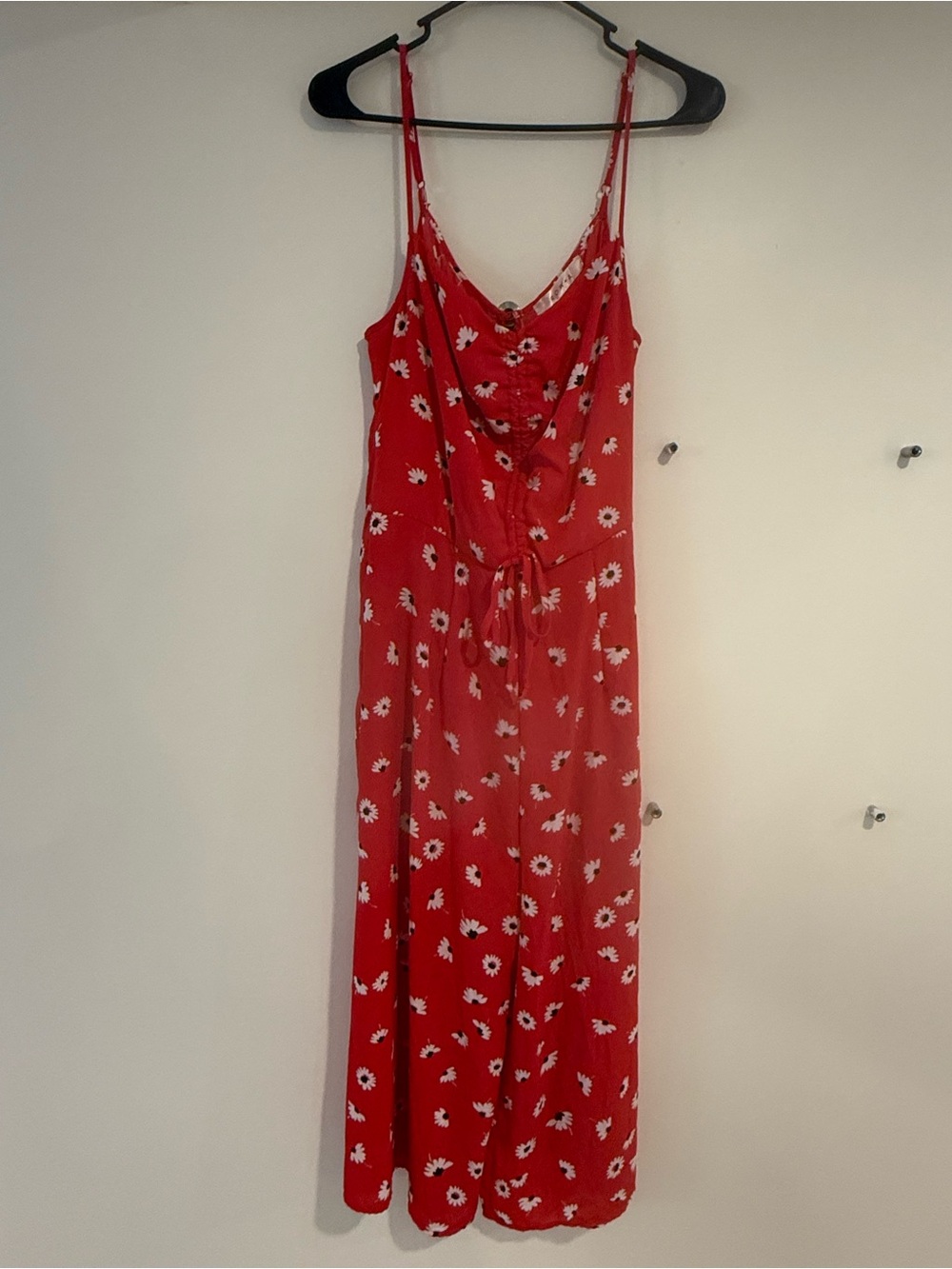 Red Floral Spaghetti-Strap Jumpsuit